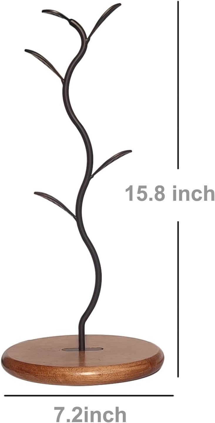 NBUOON Coffee Mug Holder Tree Rack for Counter,Leaf Shaped Tea Cup Mug Holder Stand for Countertop,Perfect Coffee Bar Accessory & Kitchen Home Organizer Black - Image 1